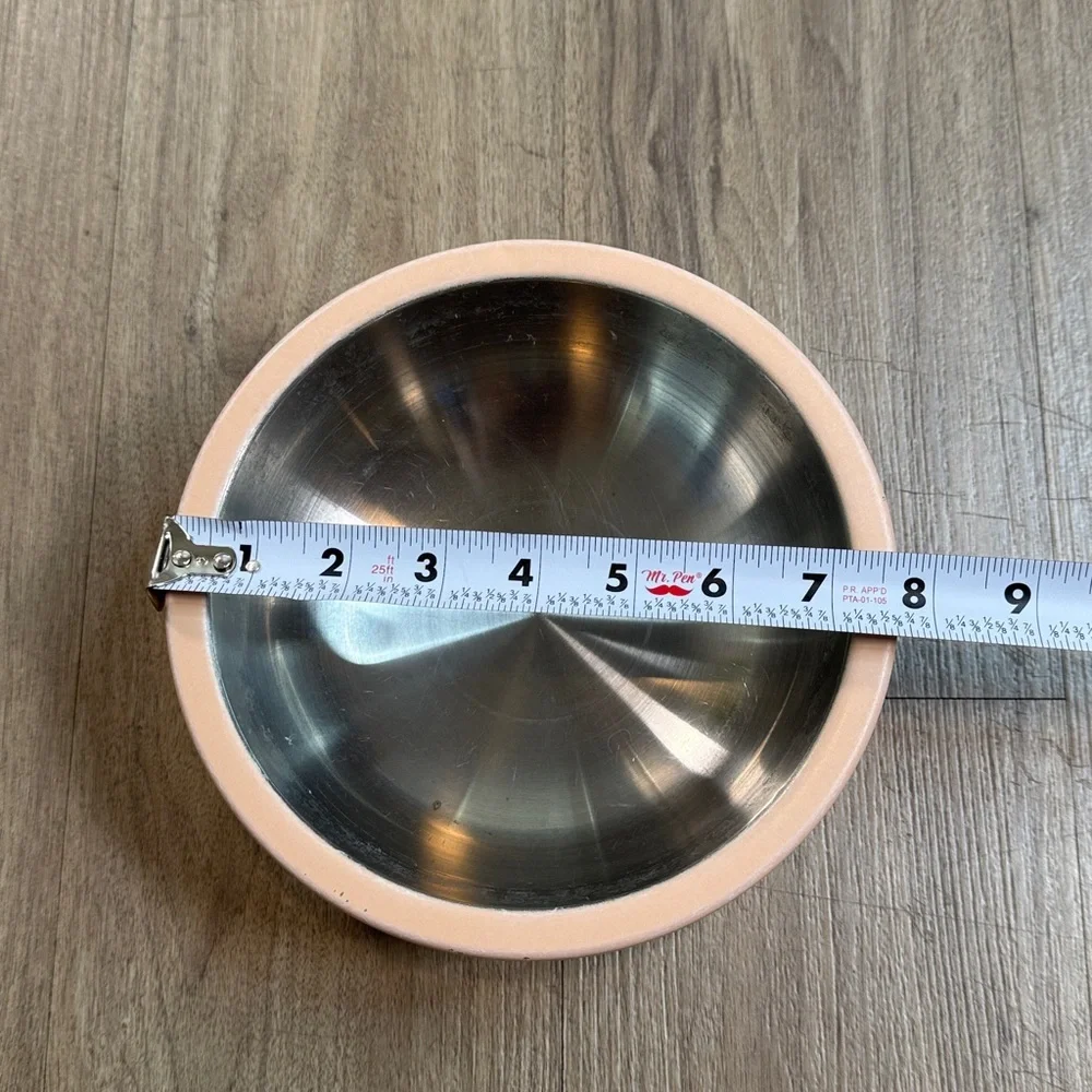 Stainless Steel and Pink Pet Bowl